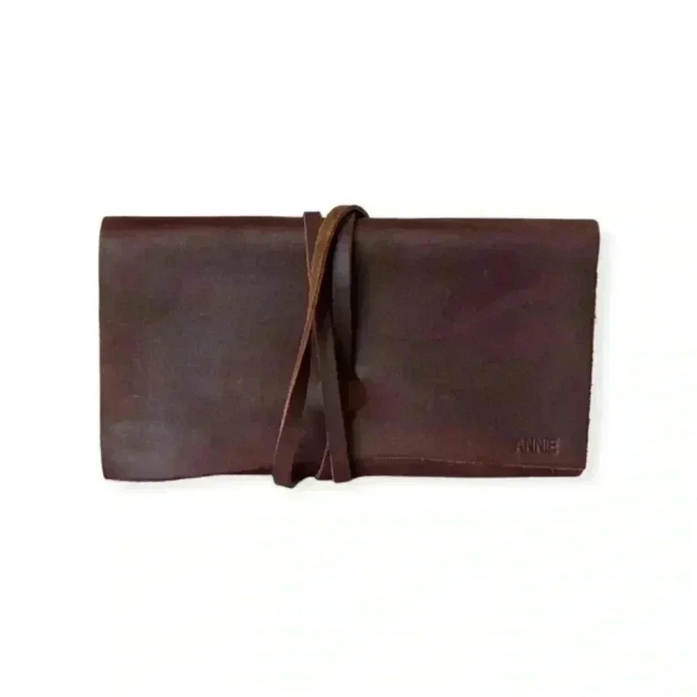 Vintage Leather Folding Coin Purse Pouch | Minimalist Brown Pocket Wallet